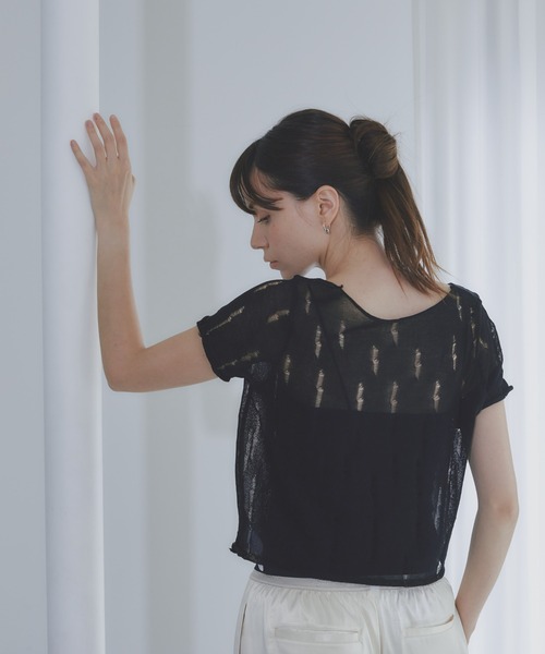 BARRETTA(バレッタ)の「スクープネックシアーTシャツ(Tシャツ/カットソー・レディース・アイボリー/ブラック/ホワイト・FREE)」の16枚目の写真