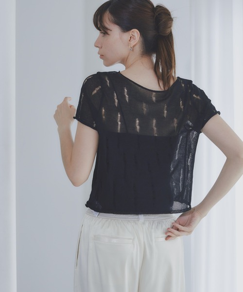 BARRETTA(バレッタ)の「スクープネックシアーTシャツ(Tシャツ/カットソー・レディース・アイボリー/ブラック/ホワイト・FREE)」の15枚目の写真