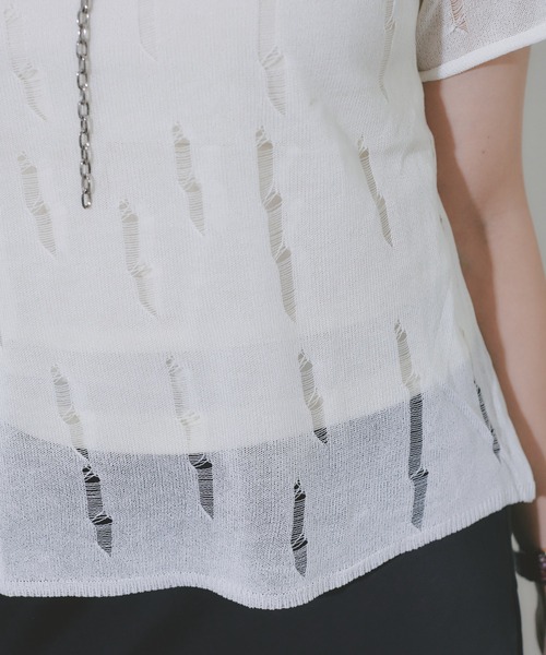 BARRETTA(バレッタ)の「スクープネックシアーTシャツ(Tシャツ/カットソー・レディース・アイボリー/ブラック/ホワイト・FREE)」の8枚目の写真