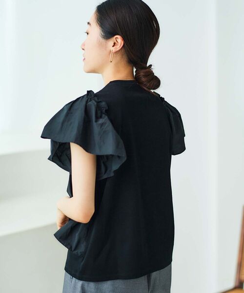 le.coeur blanc（ルクールブラン）の「アシメティアードフリルカットソー（Tシャツ/カットソー・レディース・ブラック/オフホワイト・38）」の17枚目の写真