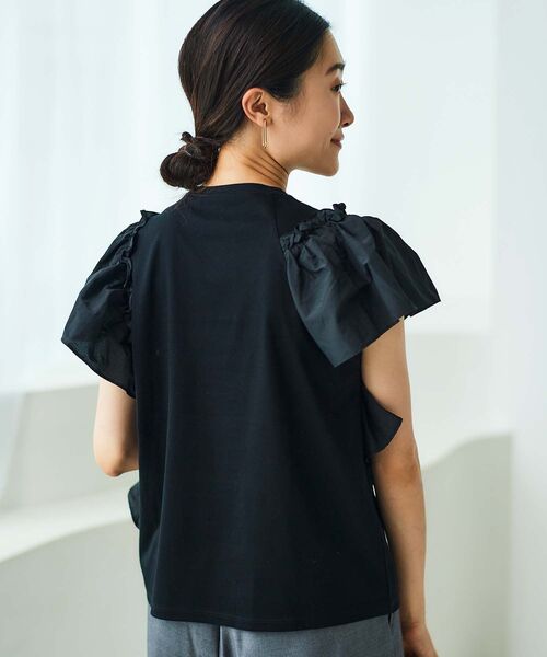 le.coeur blanc（ルクールブラン）の「アシメティアードフリルカットソー（Tシャツ/カットソー・レディース・ブラック/オフホワイト・38）」の18枚目の写真