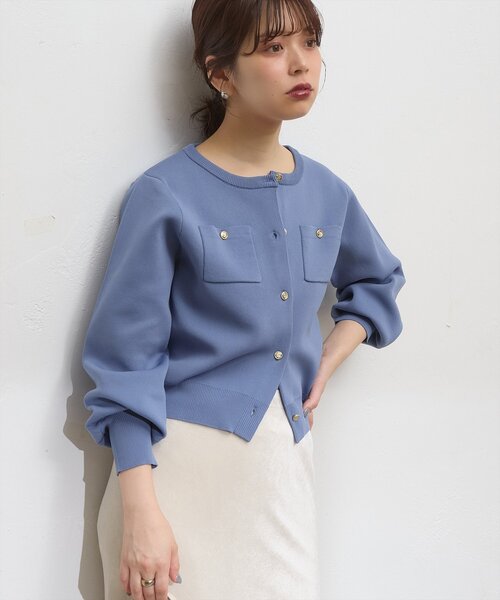 natural couture(ナチュラルクチュール)の「ポリニット金釦ポケ付きカーディガン(カーディガン/ボレロ・レディース・オフホワイト/チャコールグレー/ブラック/ピンク系その他/ピンクベージュ/ブルー系その他・FREE)」の21枚目の写真