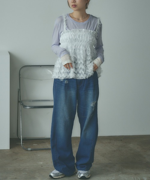 BLANK　（ブランク）の「▲Feather camisole / フェザーキャミ ビスチェ（キャミソール・レディース・ホワイト・FREE）」の8枚目の写真