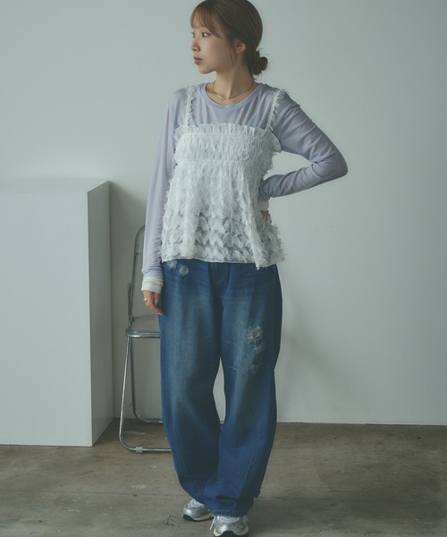 BLANK　（ブランク）の「▲Feather camisole / フェザーキャミ ビスチェ（キャミソール・レディース・ホワイト・FREE）」の7枚目の写真