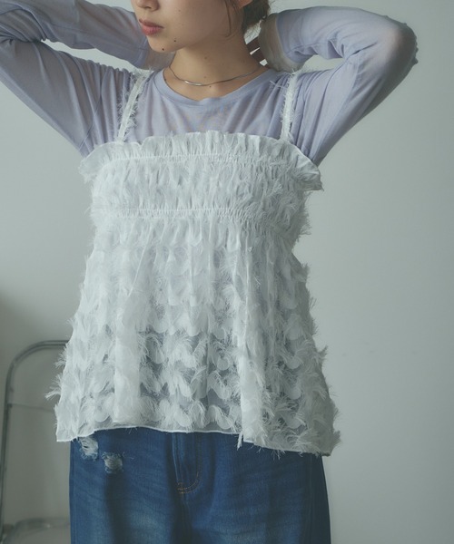 フェイザーギャザードキャミソール キャミレイヤード風ギャザード