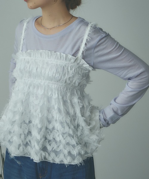 BLANK　（ブランク）の「▲Feather camisole / フェザーキャミ ビスチェ（キャミソール・レディース・ホワイト・FREE）」の5枚目の写真