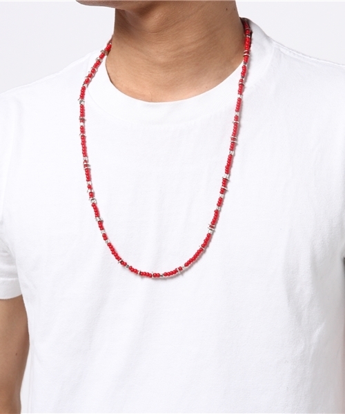 RAGEBLUE(レイジブルー)の「ランダムビーズネックレス/705454(ネックレス・メンズ・ブラック/レッド/グレー・FREE)」の6枚目の写真