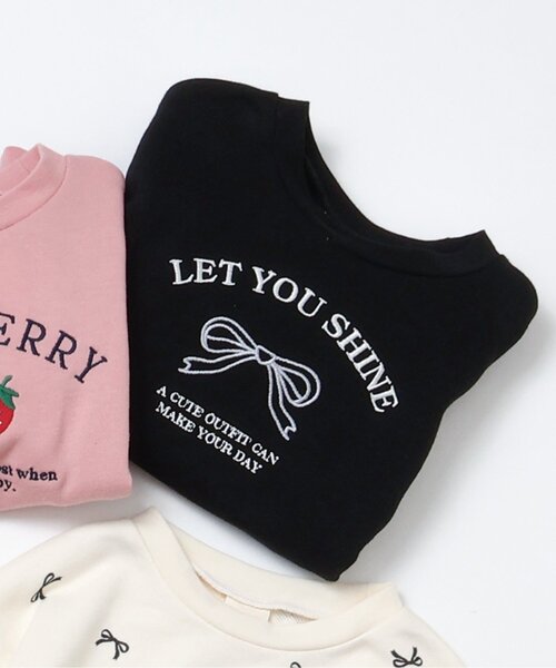 7日まで】ヒスミニ ブラウン テディ 総柄トレーナー 90cm オートミール