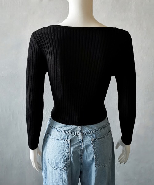 Miniministore（ミニミニストア）の「ハートネック リブニット レディース（ニット/セーター・レディース・ブラック/グレー/モカ・FREE）」の13枚目の写真