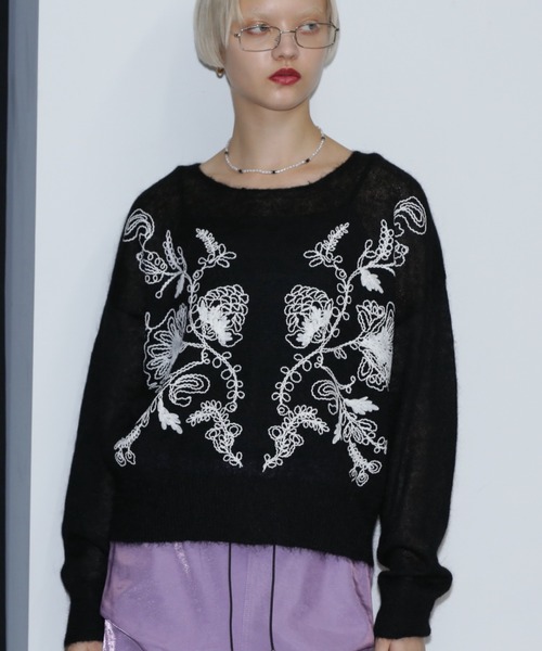 【セール】シアーエンブロイダリーニット（ニット/セーター）｜ROSE BUD（ローズバッド）