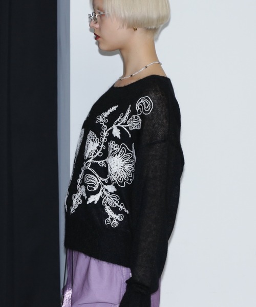 【セール】シアーエンブロイダリーニット（ニット/セーター）｜ROSE BUD（ローズバッド）