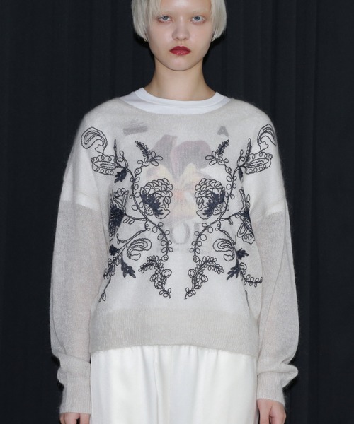 【セール】シアーエンブロイダリーニット（ニット/セーター）｜ROSE BUD（ローズバッド）