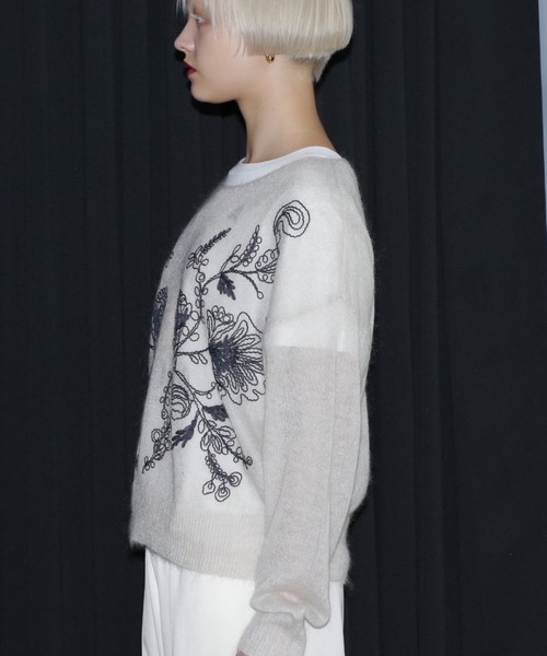 【セール】シアーエンブロイダリーニット（ニット/セーター）｜ROSE BUD（ローズバッド）