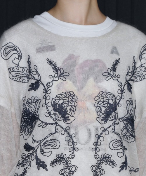 【セール】シアーエンブロイダリーニット（ニット/セーター）｜ROSE BUD（ローズバッド）