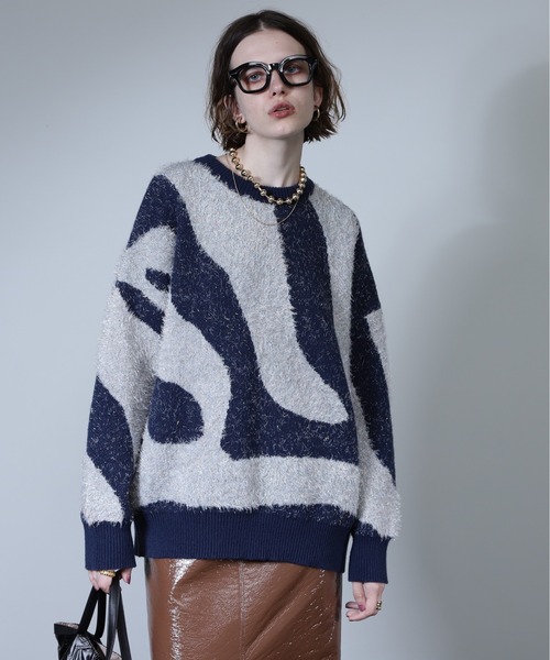 ROSE BUD(ローズバッド)の「【WEB・一部店舗限定】ニュアンスパターンラメニット(ニット/セーター・レディース・ピンク/ネイビー/ベージュ・FREE)」の13枚目の写真