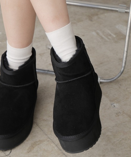 EMU Australia（エミューオーストラリア）の「EMU Australia/エミュオーストラリア EMU PLATFROM MICRO WOOL 厚底 ムートンブーツ（ブーツ・レディース・ブラック/チャコール/ベージュ・6/8/7）」の6枚目の写真