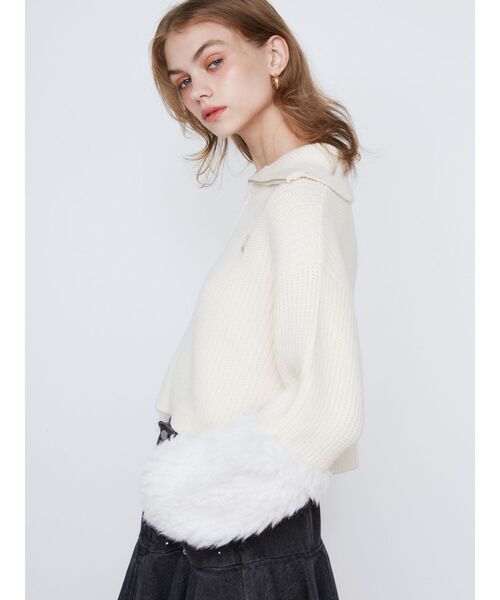 CALNAMUR（カルナムール）の「FLUFFY SLEEVE HALF ZIP KNIT