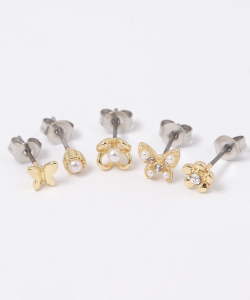FOREVER 21(フォーエバー トゥエンティーワン)の「5SETバタフライピアス(ピアス(両耳用)・レディース・ゴールド/シルバー・FREE)」の6枚目の写真