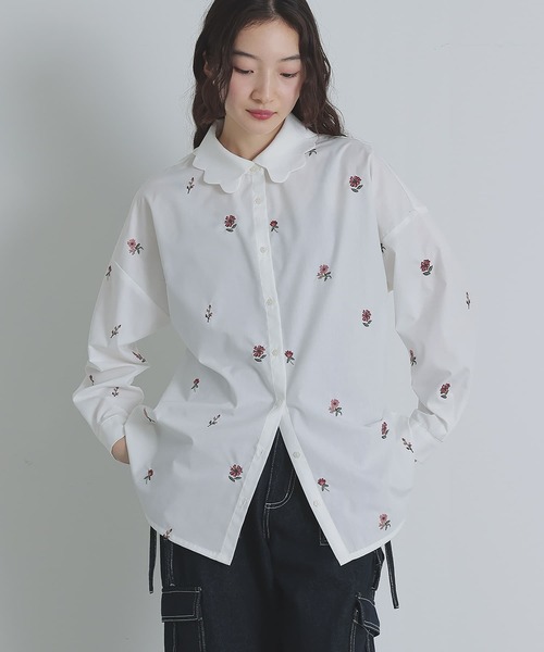 somari imagination(ソマリ イマジネーション)の「花柄刺繍シャツ(シャツ/ブラウス・レディース・ブラック/オフホワイト・1/2)」の5枚目の写真