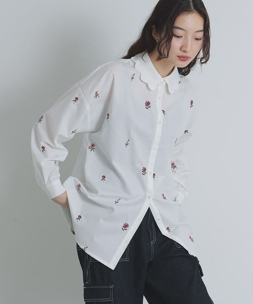 somari imagination(ソマリ イマジネーション)の「花柄刺繍シャツ(シャツ/ブラウス・レディース・ブラック/オフホワイト・1/2)」の6枚目の写真