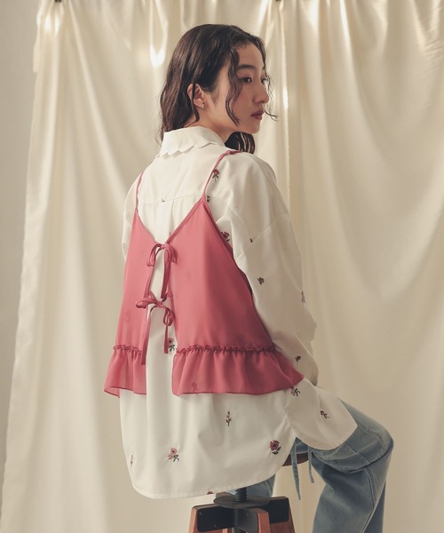 somari imagination(ソマリ イマジネーション)の「花柄刺繍シャツ(シャツ/ブラウス・レディース・ブラック/オフホワイト・1/2)」の3枚目の写真