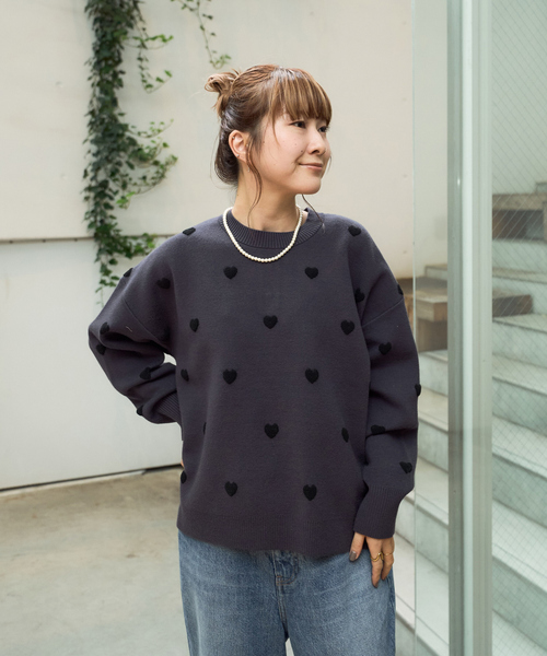 Rouge vif Anna（ルージュヴィフアンナ）の「ハートジャガードニットプルオーバー（ニット/セーター・レディース・チャコールグレー/アイボリー・フリー）」の20枚目の写真