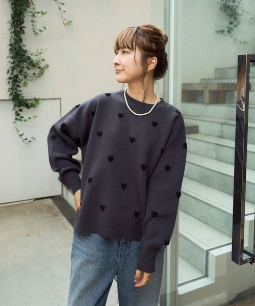 Rouge vif Anna（ルージュヴィフアンナ）の「ハートジャガードニットプルオーバー（ニット/セーター・レディース・チャコールグレー/アイボリー・フリー）」の21枚目の写真