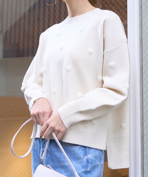 Rouge vif Anna（ルージュヴィフアンナ）の「ハートジャガードニットプルオーバー（ニット/セーター・レディース・チャコールグレー/アイボリー・フリー）」の3枚目の写真