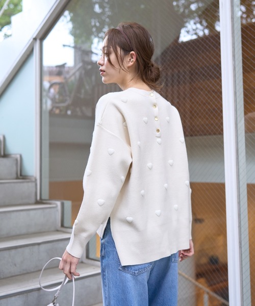 Rouge vif Anna（ルージュヴィフアンナ）の「ハートジャガードニットプルオーバー（ニット/セーター・レディース・チャコールグレー/アイボリー・フリー）」の9枚目の写真