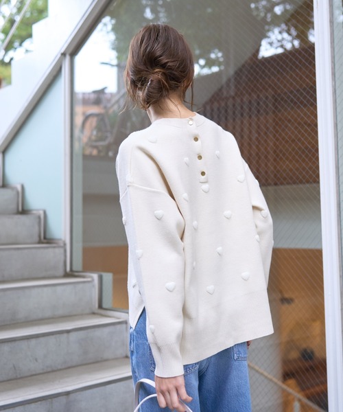 Rouge vif Anna（ルージュヴィフアンナ）の「ハートジャガードニットプルオーバー（ニット/セーター・レディース・チャコールグレー/アイボリー・フリー）」の8枚目の写真