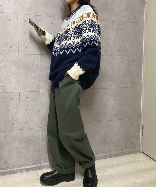 NANEA(ナネア)の「ノルディック柄クルーネックニットプルオーバー(ニット/セーター・レディース・レッド/ブルー・フリー)」の11枚目の写真