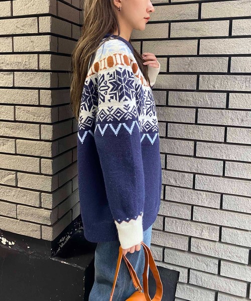 NANEA(ナネア)の「ノルディック柄クルーネックニットプルオーバー(ニット/セーター・レディース・レッド/ブルー・フリー)」の18枚目の写真