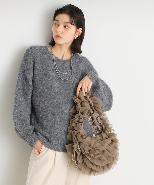 THE SHOP TK (ザ ショップ ティーケー )の「◆チュールフリルバッグ(ショルダーバッグ・レディース・ブラック/ブラウン系/チャコールグレー・00)」の4枚目の写真