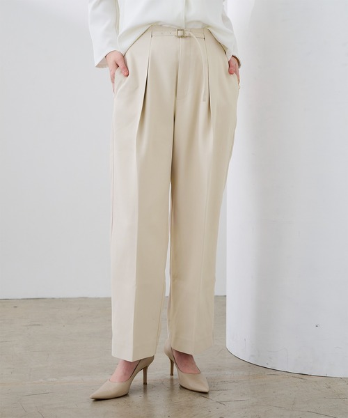 UR'S（ユアーズ）の「ベルトデザイン1タックワイドパンツ（その他パンツ・レディース・アイボリー/ネイビー/ピンク・XL/L/M/S）」の2枚目の写真