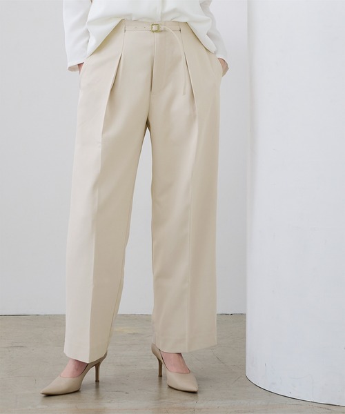 UR'S（ユアーズ）の「ベルトデザイン1タックワイドパンツ（その他パンツ・レディース・アイボリー/ネイビー/ピンク・XL/L/M/S）」の14枚目の写真