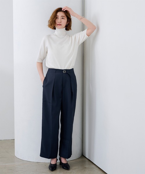 UR'S（ユアーズ）の「ベルトデザイン1タックワイドパンツ（その他パンツ・レディース・アイボリー/ネイビー/ピンク・XL/L/M/S）」の11枚目の写真