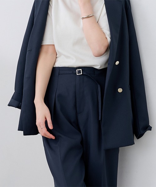 UR'S（ユアーズ）の「ベルトデザイン1タックワイドパンツ（その他パンツ・レディース・アイボリー/ネイビー/ピンク・XL/L/M/S）」の10枚目の写真