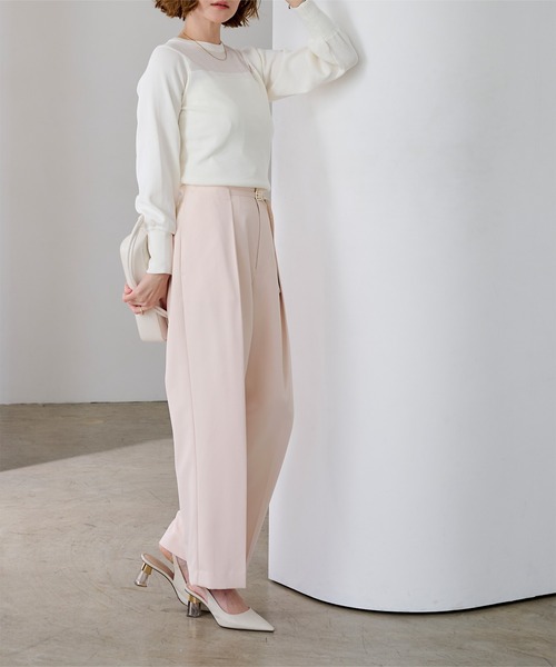 UR'S（ユアーズ）の「ベルトデザイン1タックワイドパンツ（その他パンツ・レディース・アイボリー/ネイビー/ピンク・XL/L/M/S）」の6枚目の写真