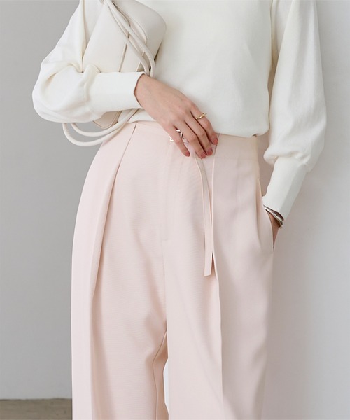 UR'S（ユアーズ）の「ベルトデザイン1タックワイドパンツ（その他パンツ・レディース・アイボリー/ネイビー/ピンク・XL/L/M/S）」の5枚目の写真