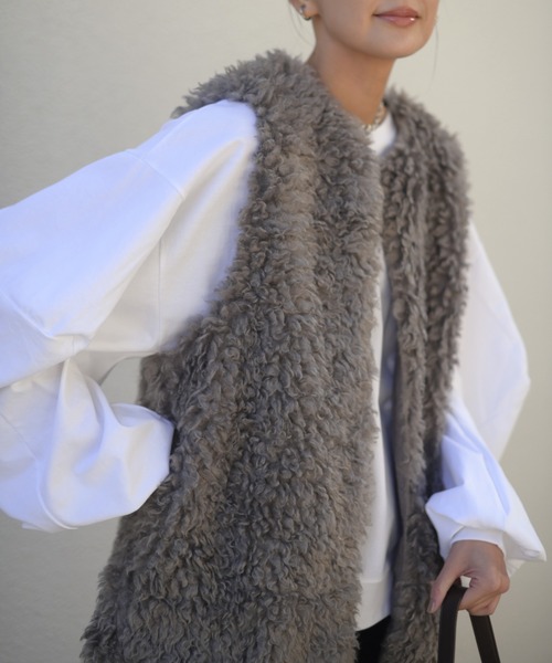 Marient（マリエント）の「プードルファージレ（ベスト・レディース・グレー/ベージュ/ブラック・FREE）」の3枚目の写真