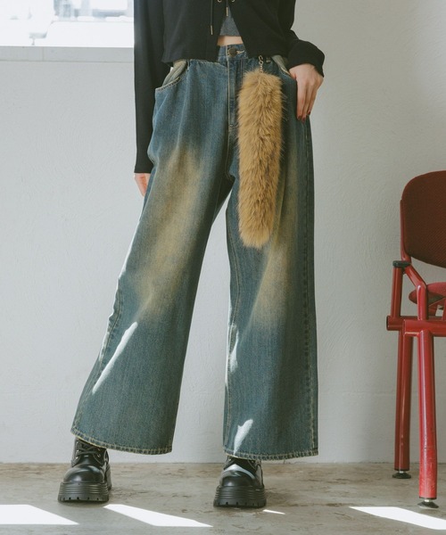 NEW！】ホックデニムワイドパンツ（デニムパンツ）｜repipi armario