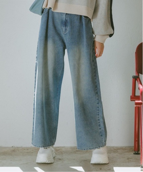 NEW！】ホックデニムワイドパンツ（デニムパンツ）｜repipi
