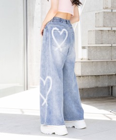 MASONPRINCEコラボ　セミワイドダメージ加工デニムパンツ M ダメージ&ウォッシュ加工ワイドデニムパンツ NZK6093