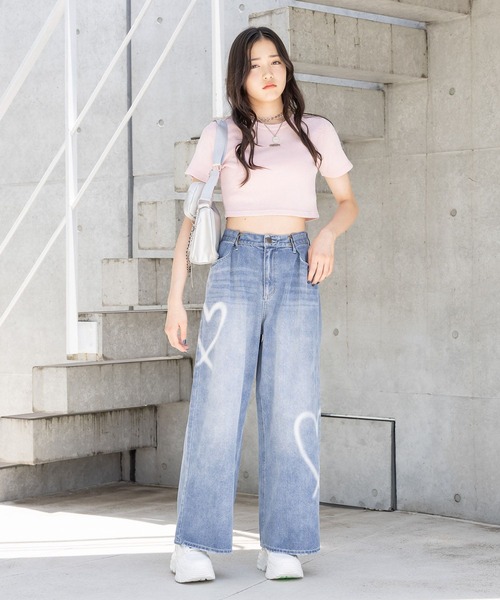 NEW！】ホックデニムワイドパンツ（デニムパンツ）｜repipi armario