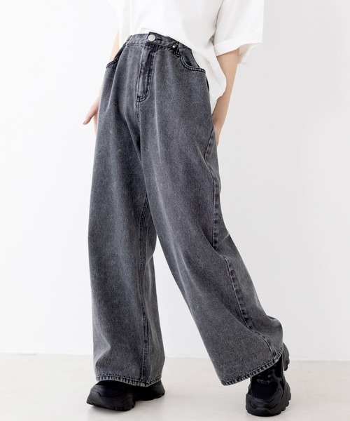 NEW！】ホックデニムワイドパンツ（デニムパンツ）｜repipi armario