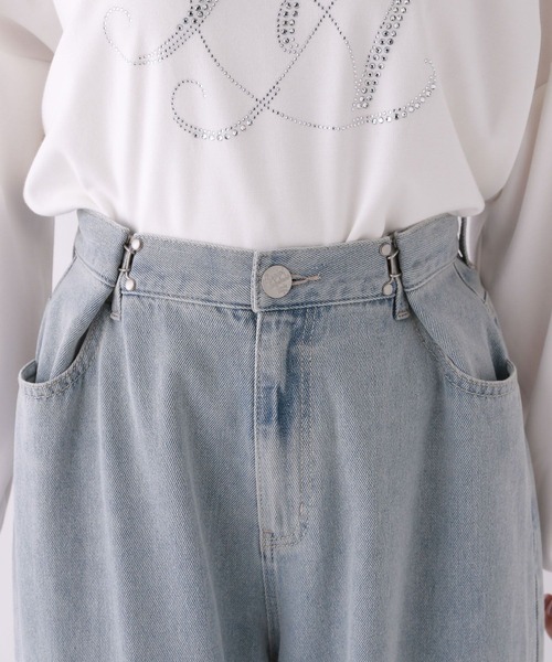 NEW！】ホックデニムワイドパンツ（デニムパンツ）｜repipi armario
