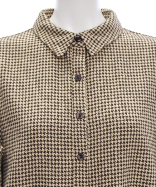 clear（クリア）の「千鳥柄裾アシメフリルワンピース[低身長用サイズ有 1枚で着れる] ≪2024AW新作≫（ワンピース・レディース・ブラウン/ブラック・F/XS）」の12枚目の写真