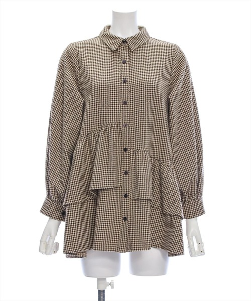 clear（クリア）の「千鳥柄裾アシメフリルワンピース[低身長用サイズ有 1枚で着れる] ≪2024AW新作≫（ワンピース・レディース・ブラウン/ブラック・F/XS）」の16枚目の写真