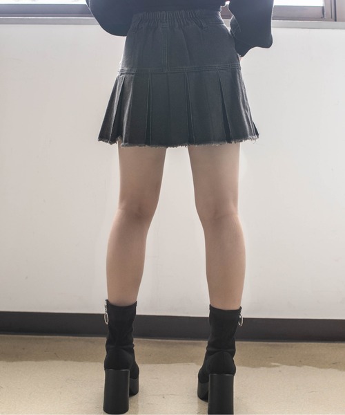 セール】《フリンジ×プリーツ映え》レディース デニムミニスカート Y2K