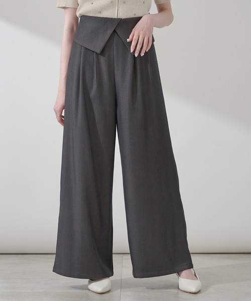 Ambre Neige(アンブルネージュ)の「waist design wide pants / ウエストデザインワイドパンツ(その他パンツ・レディース・ダークブラウン/ブラック/アイボリー・FREE)」の3枚目の写真